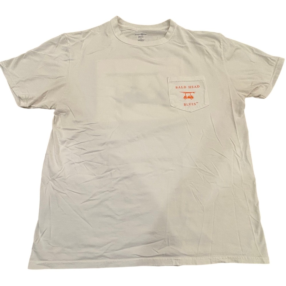 Bald Head Blues Mens Large Pima Cotton Pocket T-Shirt Golf Cart Sunset Graphic